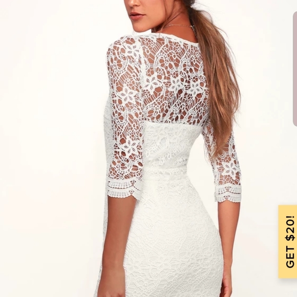 Lulu's Rainey White Lace Long Sleeve Bodycon Dress - Picture 3 of 8